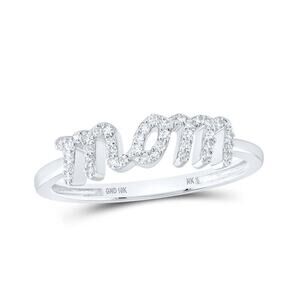 1/6 cttw Diamond MOM Womens Band Ring Mother 10k White Gold